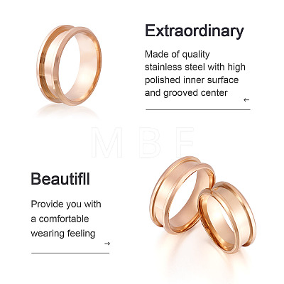 6Pcs 6 Size 201 Stainless Steel Grooved Finger Ring Settings FIND-YS0001-11-1