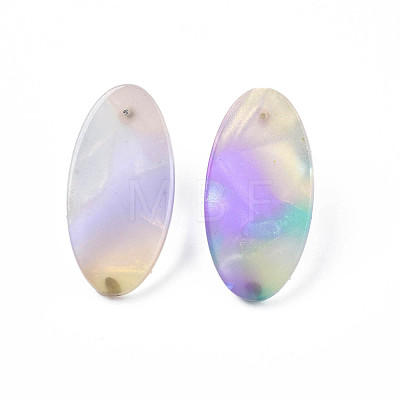 Cellulose Acetate(Resin) Oval Stud Earrings with 316 Stainless Steel Pins for Women EJEW-N050-01-1
