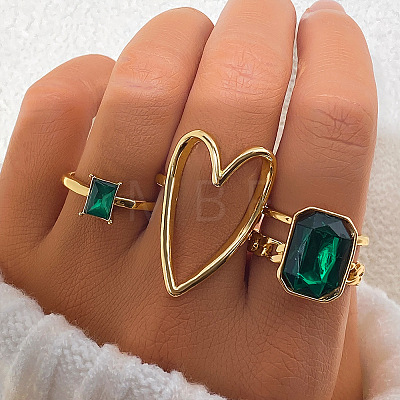 3Pcs Alloy with Rhinestone Finger Rings Sets FS-WG5AB7E-04-1