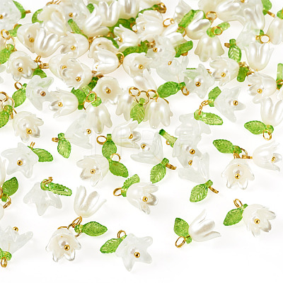 60Pcs 3 Styles ABS Plastic Imitation Pearl & Acrylic Pendants PALLOY-TAC0280-1