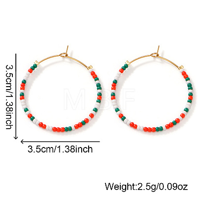 Bohemian Handmade Glass Seed Beads Hoop Earrings XQ3444-2-1