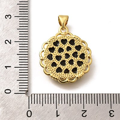 Brass with Natural Shell Carved Pendants KK-Z091-07G-01-1