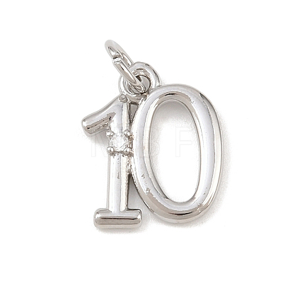 Brass Micro Pave Clear Cubic Zirconia Charms KK-P339-27P-10-1