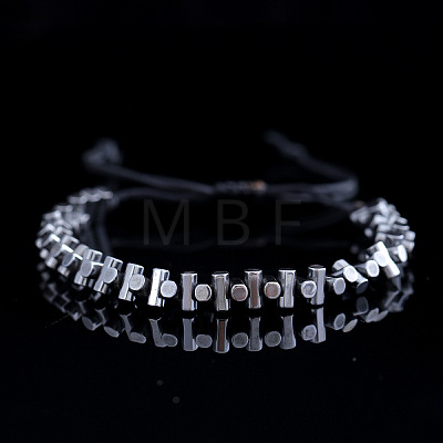 Synthetic Non-magnetic Hematite Beads Braided Bead Bracelets for Men YR7189-1