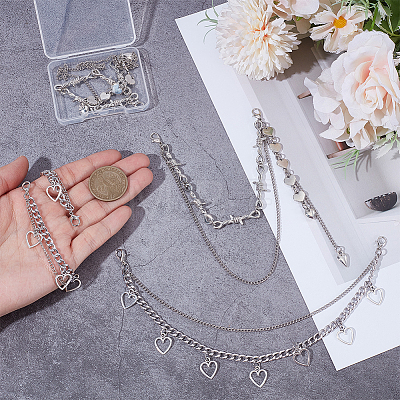 4Pcs 2 Styles Aluminium Curb Chain Boot Strap Chains HJEW-UN00120-1