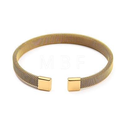 304 Stainless Steel Wire Mesh Cuff Bangles for Women BJEW-D022-01C-G-1
