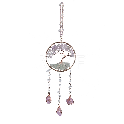 Tree of Life Natural Agate & Natural Crystal Chips Hanging Suncatchers RN-CBA387D-01G-1