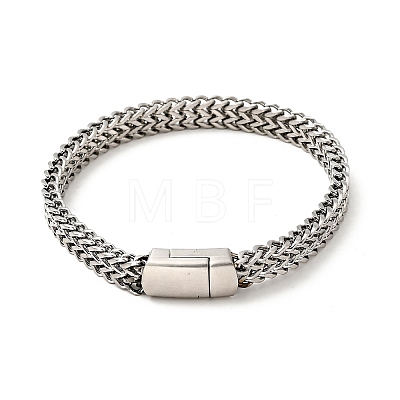304 Stainless Steel Mesh Chain Bracelet with Magnetic Clasp for Men Women BJEW-E009-18P-1