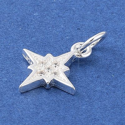 925 Sterling Silver Pave Clear Cubic Zirconia Star Charms STER-K181-01A-S-1