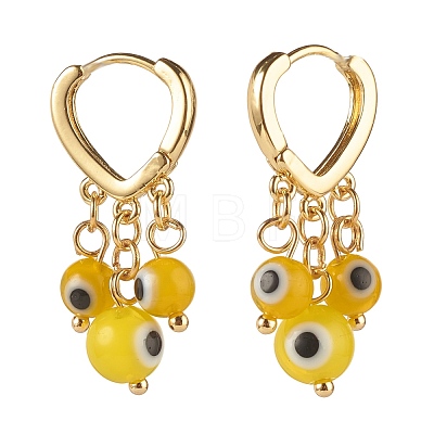 Evil Eye Lampwork Round Beads Dangle Hoop Earrings EJEW-JE04826-01-1