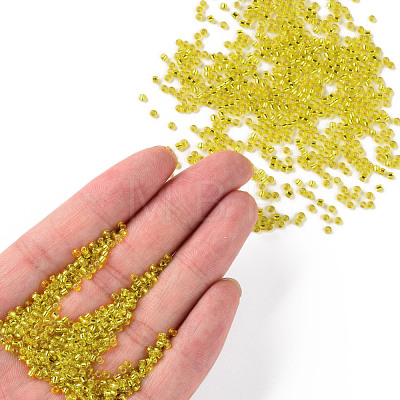 Yellow 11/0 Grade A Round Transparent Glass Seed Beads X-SEED-Q007-F35-1