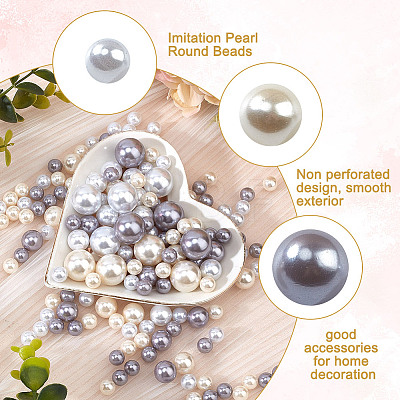GOMAKERER 222Pcs 9 Styles ABS Plastic Imitation Pearl Round Beads KY-GO0001-03-1