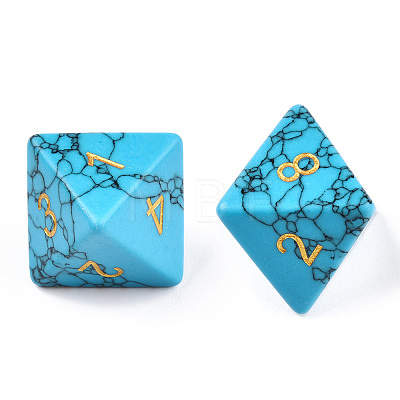 Metal Enlaced Synthetic Turquoise Polyhedral Dice Set G-T122-75B-1