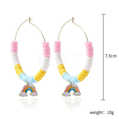 Bohemia Style Colorful Clay Beads Hoop Earrings JF2291-1-1