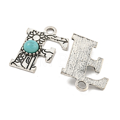 Synthetic Turquoise & Alloy Pendants PALLOY-H146-01AS-F-1