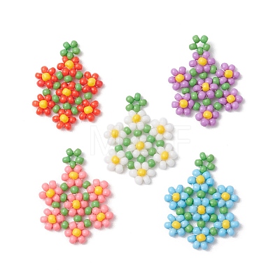 Seed Beads Beaded Charms PALLOY-MZ00417-1