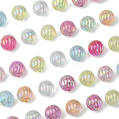 50Pcs UV Plating Rainbow Iridescent Acrylic Beads PACR-CJ0001-28-1