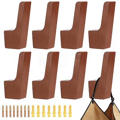 8Pcs Wooden Wall-mounted Coat Rack AJEW-DR0003-08-1