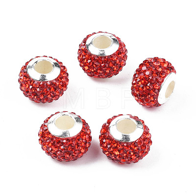 Handmade Polymer Clay Rhinestone European Beads RB-N053-001-08-1