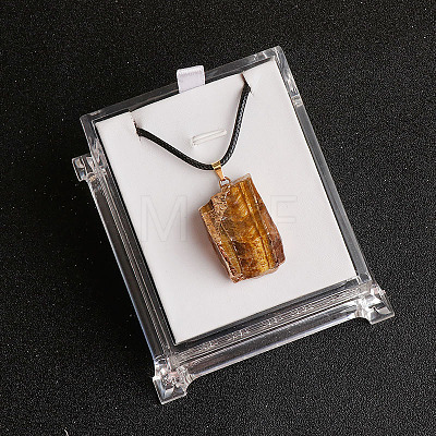 Electroplated Raw Natural Tiger Eye Neggets Pendant Black Wax Cord Necklaces FS-WG48460-12-1