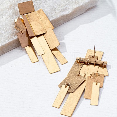 Rectangle Alloy Dangle Stud Earrings FS-WG72D3D-01-1