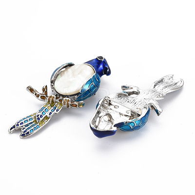 Natural White Shell Eagle Brooch with Enamel PALLOY-Q438-010B-RS-1