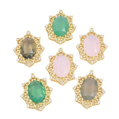 Brass Micro Pave Clear Cubic Zirconia Pendants KK-H257-11G-1