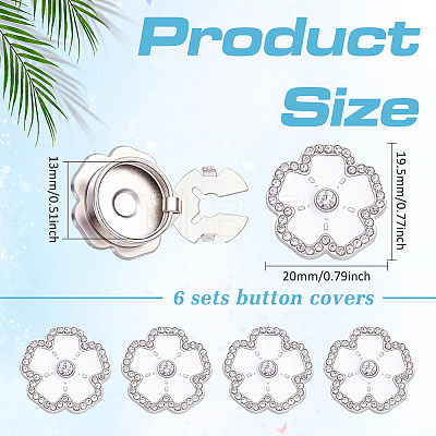 6Pcs Alloy Rhinestone Cufflinks BUTT-ME0001-34B-1