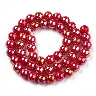 Electroplate Opaque Glass Beads Strands GLAA-T032-P8mm-AB04-1