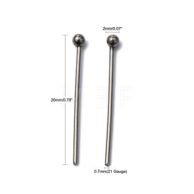 Tarnish Resistant 304 Stainless Steel Ball Head pins STAS-R015-20mm-1