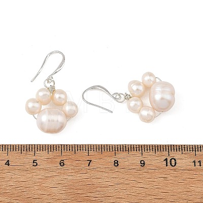 Brass & Natural Cultured Freshwater Pearl Beads Dangle Earrings for Women EJEW-JE07465-1