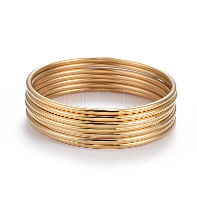 7Pcs PVD Vacuum Plating 201 Stainless Steel Plain Bangle Sets for Women BJEW-L664-022C-G02-1