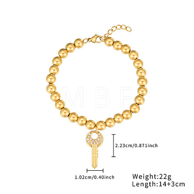 Stainless Steel Crystal Rhinestone Ball Beaded Bracelets with Pendants DM8226-4-1