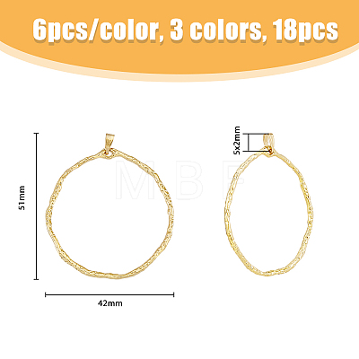 18Pcs 3 Colors Ring Brass Big Pendants KK-FH0005-15-1