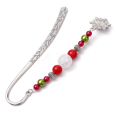 Christmas Theme Alloy Hook Bookmarks AJEW-JK00336-1