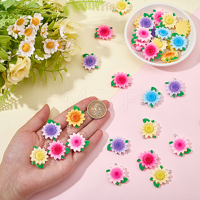 36Pcs 6 Colors Opaque Resin Pendants RESI-SC0006-82-1