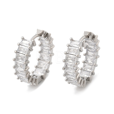 Brass Micro Pave Cubic Zirconia Huggie Hoop Earrings EJEW-K083-37P-B-1