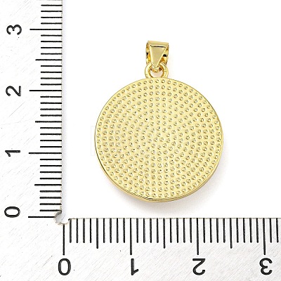 Rack Plating Brass Pave Shell Flat Round Pendants KK-Z063-11G-02-1