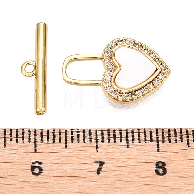 Brass Micro Pave Clear Cubic Zirconia Toggle Clasps KK-N254-146G-1