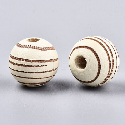 Painted Natural Wood Beads X-WOOD-T021-54B-12-1