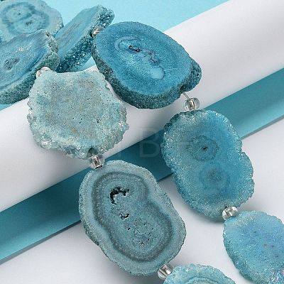 Natural Druzy Quartz Crystal Beads Strands G-F582-A12-1