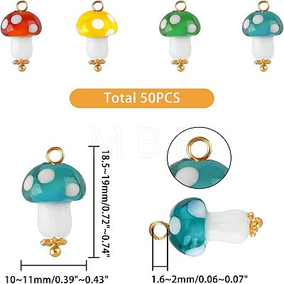 50Pcs Handmade Lampwork Pendants FIND-FH0005-02-1