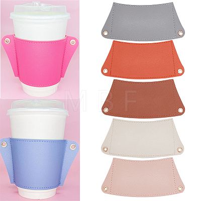 WADORN 5Pcs 5 Colors PU Leather Heat Resistant Reusable Cup Sleeve AJEW-WR0001-58B-1