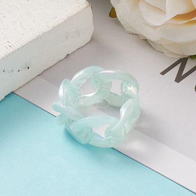 Transparent Acrylic Curb Chain Finger Rings RJEW-JR00312-01-1