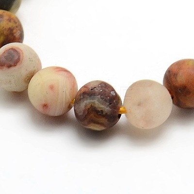 Frosted Natural Crazy Lace Agate Round Bead Strands G-M063-6mm-02-1