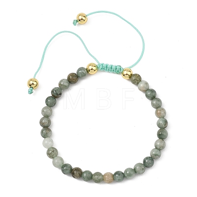 Natural Myanmar Jade/Burmese Jade Adjustable Beaded Bracelets for Women Men BJEW-JB13973-1