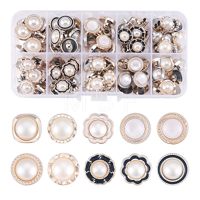 100Pcs 10 Styles 1-Hole Acrylic Shank Buttons BUTT-TA0001-59-1
