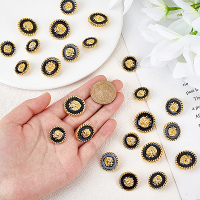  24Pcs 3 Style 1-Hole Zinc Alloy Enamel Shank Buttons BUTT-NB0001-65B-1