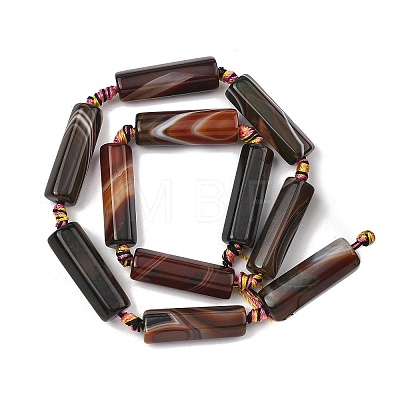 Natural Banded Agate/Striped Beads Strands G-A306-B02-01-1