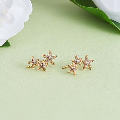 925 Sterling Silver Star Dangle Earrings with Clear Cubic Zirconia for Women JE962A-1